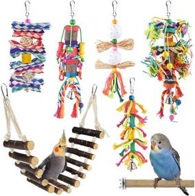 img 4 attached to 🐦 Colorful Bamboo Bird Toys for Parakeets, Conures, Cockatiels & More - KATUMO Small Bird Toys