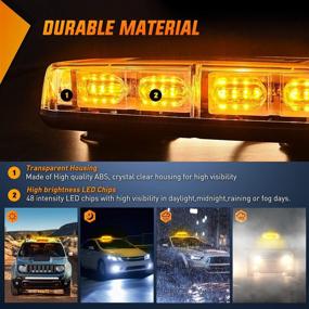 img 2 attached to 🚨 Nilight 12 Inch Roof Top Strobe Lights: 48LED Hazard Light Outfit for Cars, Trucks, Tractors, Snow Plows, and Construction Vehicles – Magnetic Mount, 12V/24V, 2-Year Warranty
