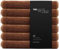 👌 premium microfiber salon towel 6 pack - soft, absorbent & fast drying, brown, professional grade logo