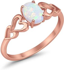 img 2 attached to 💍 Solitaire Promise Ring Oval Lab Created Opal Heart Accent Simulated Cubic Zirconia 925 Sterling Silver - Blue Apple Co. - доступны варианты цвета