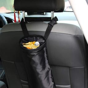 img 1 attached to Сумки для мусора в автомобиле с крючками на заднем сиденье - 2 штуки, FineGood мешочки для мусора для автомобиля, мешочки для мусора на головных опорах задних сидений.