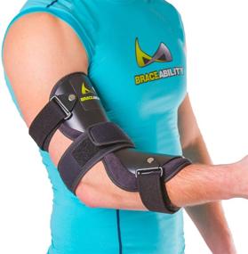 img 4 attached to 🤕 BraceAbility Elbow Brace for Cubital Tunnel Syndrome - Ulnar Nerve Entrapment Pain Relief, Hyperextended Elbow Prevention, Post Surgery Arm Immobilizer - Size M/L