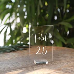 img 3 attached to 📋 UNIQOOO Acrylic Wedding Table Numbers 21-25 with Stands, Clear Calligraphy Signs and Holders - Perfect for Reception Decor, Centerpieces, Events and Parties