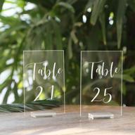 📋 uniqooo acrylic wedding table numbers 21-25 with stands, clear calligraphy signs and holders - perfect for reception decor, centerpieces, events and parties logo