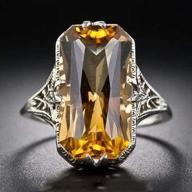 💍 chenfeng 14k yellow gold citrine cushion halo ring - women's solitaire engagement ring with cushion cut citrine in sterling silver (size 9) logo