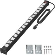 💪 metal power strip with 16 outlets and 15 ft long extension cord - heavy duty surge protector power strip for office, home, workshop, garage, warehouse (white), wall mountable логотип