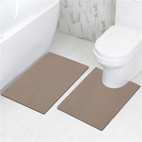 img 4 attached to 🛁 Bathroom Rugs Sets 2 Piece - Ultra-Thin Contour Rugs, Non-Slip Toilet Bath Mat, Quick Dry, Easy to Clean