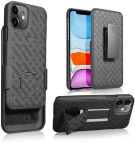 img 3 attached to 📱 HIDAHE iPhone 11 Holster Case, Men's Belt Clip Combo Case, with Kickstand, Super Slim Shell Phone Holster for Apple iPhone 11, 6.1'' (2019), Black