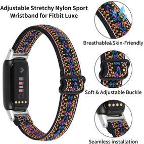 img 3 attached to 🏋️ OCEBEEC Stretchy Sport Bands: Premium Elastic Nylon Wristband Replacement for Fitbit Luxe - Aztec Style Blue - Women/Men