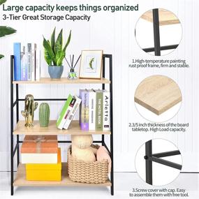 img 3 attached to 📚 SpringSun 3-Tier Simple Industrial Bookshelf: Stylish Wood Bookcase and Display Shelf Furniture with Metal Frame for Home and Office