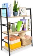 📚 springsun 3-tier simple industrial bookshelf: stylish wood bookcase and display shelf furniture with metal frame for home and office logo