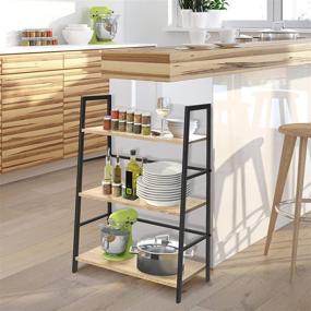 img 2 attached to 📚 SpringSun 3-Tier Simple Industrial Bookshelf: Stylish Wood Bookcase and Display Shelf Furniture with Metal Frame for Home and Office