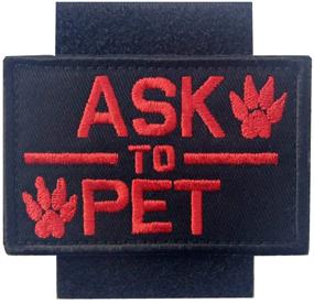 img 1 attached to Service Dog Are You Ready to Pet? Tactical Embroidered Morale Hook & Loop Patch - Red