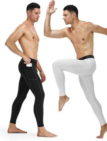 img 3 attached to Enhanced Performance: Runhit Compression Pants Men 🏃 Leggings with Pocket, Running Tights & Athletic Base Layer