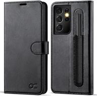 ocase galaxy s21 ultra 5g wallet case with s pen holder - pu leather flip folio with card slots, rfid blocking, kickstand - 6.8 inch (2021) - black logo