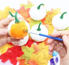 img 2 attached to 🎃 16PCS Small Artificial White Pumpkins for Halloween & Thanksgiving: Fake Pumpkins for Centerpieces, DIY Craft, Fall Harvest Decor, Wedding - with Fake Maple Leaves