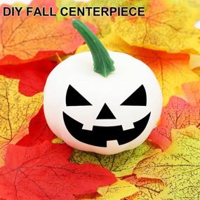 img 1 attached to 🎃 16PCS Small Artificial White Pumpkins for Halloween & Thanksgiving: Fake Pumpkins for Centerpieces, DIY Craft, Fall Harvest Decor, Wedding - with Fake Maple Leaves