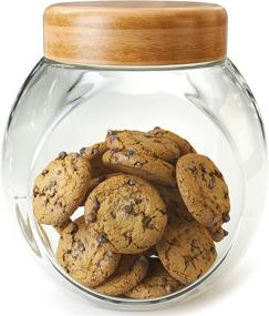 img 4 attached to 🍪 Kitchen Counter Cookie Jar - Clear Glass Canister with Lid - London Kensington BPA-Free Storage Container - Airtight Bamboo Lid - 76 Ounce Capacity for Cookies, Pastries, Cakes, and Candies