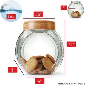 img 1 attached to 🍪 Kitchen Counter Cookie Jar - Clear Glass Canister with Lid - London Kensington BPA-Free Storage Container - Airtight Bamboo Lid - 76 Ounce Capacity for Cookies, Pastries, Cakes, and Candies