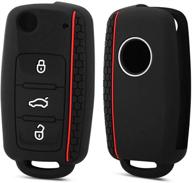 🔑 volkswagen vw golf polo bora tiguan passat skoda yeti superb rapid octavia seat leon ibiza silicone key fob cover - 3 button, protective logo