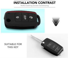 img 3 attached to 🔑 Крышка для силиконового чехла ключа Volkswagen VW Golf Polo Bora Tiguan Passat Skoda Yeti Superb Rapid Octavia SEAT Leon Ibiza - 3 кнопки, защитная