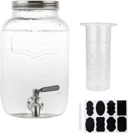 mason jar beverage dispenser: leak-free 1 gallon with lid - perfect for water, juice, cold drinks & more! logo