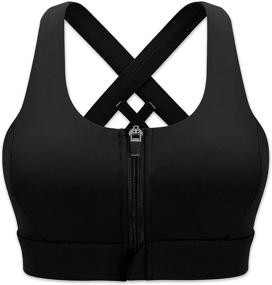 img 4 attached to 🏋️ Cordaw Zip-Front High Impact Sports Bra with Strappy Back Support - Top Choice for Workout