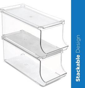 img 2 attached to Clear Plastic Stackable Refrigerator Organizer Bins: Pop Soda Can Dispenser & Beverage Holder, Fridge & Pantry Storage Rack for 9 Cans