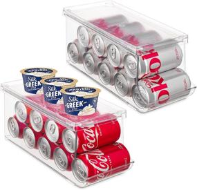 img 4 attached to Clear Plastic Stackable Refrigerator Organizer Bins: Pop Soda Can Dispenser & Beverage Holder, Fridge & Pantry Storage Rack for 9 Cans