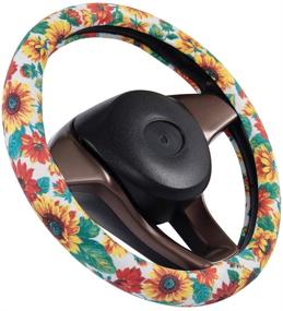 img 1 attached to 🌻 Sunflower Steering Wheel Cover for Women - Charming and Stylish