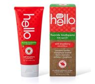 🍓 2-count hello oral care kids fluoride toothpaste: wild strawberry flavour - perfect for kids' dental care logo