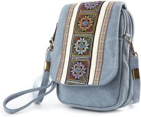 img 3 attached to Goodhan Embroidery Canvas Women's Crossbody Phone Handbags, Wallets, and Crossbody Bags