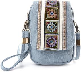 img 4 attached to Goodhan Embroidery Canvas Women's Crossbody Phone Handbags, Wallets, and Crossbody Bags