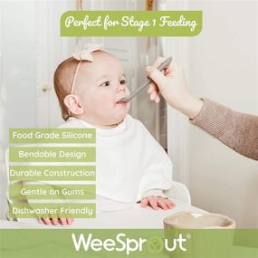 img 3 attached to 🥄 WeeSprout Silicone Baby Spoons: Gentle and Bendable First Stage Feeding Spoons for Self-Feeding Infants - Set of 3