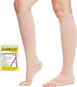 img 4 attached to Beister Knee High Compression Socks: 20-30 🧦 mmHg for Varicose Veins Relief in Women & Men