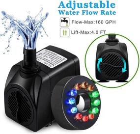 img 3 attached to 🌊 PULACO 10W Submersible Fountain Pump with LED Light - Ideal for Water Features, Outdoor Ponds, Aquariums, Home Décor Fountains