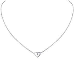 img 4 attached to 💖 Sleek & Personalized: ChicSilver 925 Sterling Silver Heart Initial Necklaces for Women and Girls