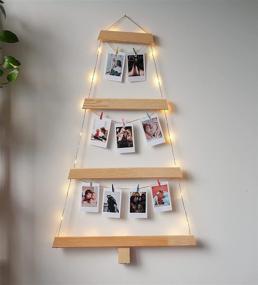 img 3 attached to Pixogo Pine Tree Family Tree Picture Frame Collage: Wall Hanging Photo Display with 15 Clips, String Light, and Christmas Decorations