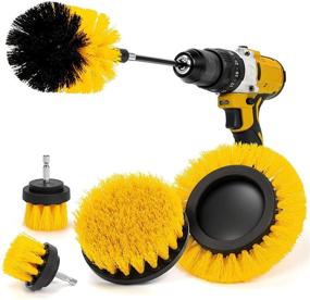 img 4 attached to Powerful AstroAI Drill Brush Attachment Set 6 Pack - Premium Power Scrubber Cleaning Kit for Car Detailing, Bathroom, Kitchen, and More! (Yellow)