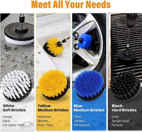 img 3 attached to Powerful AstroAI Drill Brush Attachment Set 6 Pack - Premium Power Scrubber Cleaning Kit for Car Detailing, Bathroom, Kitchen, and More! (Yellow)