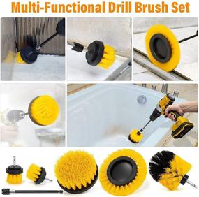 img 2 attached to Powerful AstroAI Drill Brush Attachment Set 6 Pack - Premium Power Scrubber Cleaning Kit for Car Detailing, Bathroom, Kitchen, and More! (Yellow)