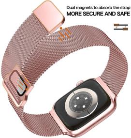 img 2 attached to 🌸 Ycysh Металлический ремешок совместимый со страпами для Apple Watch 41mm 38mm 40mm для женщин и мужчин, нержавеющая стальная сетчатая петля на магните для iWatch Series 7 6 5 4 3 2 1 SE – Розовое золото/розовый (38/40/41mm)