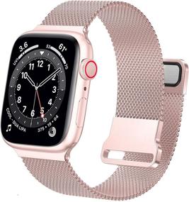 img 4 attached to 🌸 Ycysh Металлический ремешок совместимый со страпами для Apple Watch 41mm 38mm 40mm для женщин и мужчин, нержавеющая стальная сетчатая петля на магните для iWatch Series 7 6 5 4 3 2 1 SE – Розовое золото/розовый (38/40/41mm)