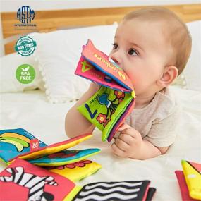 img 3 attached to 📚 Premium Soft Cloth Books for Babies First Year, Baby Toys 6-12 Months Girls and Boys, Crinkly Cloth Book Bath Toys (Pack of 6)