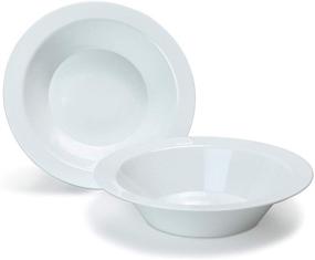 img 2 attached to 🍽️ 50-Pack of Premium Heavy Duty Disposable Dinnerware - 14 oz. Large Disposable White Plastic Soup Bowls with Real China Design, by Bloomingoods