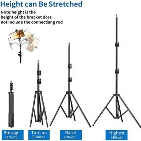 img 3 attached to 📸 Стойка для смартфона с возможностью регулировки высоты от 27 до 80 дюймов - идеально подходит для записи видео на iPhone и камеру, создания видеоблогов, стриминга и фотографии - поворотная стойка для живых видео, совместимая с большинством мобильных телефонов.