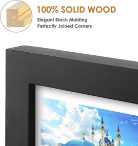 img 1 attached to 🖼️ 11x14 Black Solid Wood Picture Frame by LEHOM - Includes 3 Extra Mats for 8x10in, Two 5x7in, and Five 4x6in Photos - Shatter Resistant HD Glass - Wall Mounting and Tabletop Display - Pack of 1