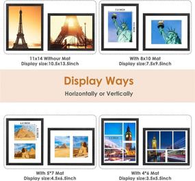 img 2 attached to 🖼️ 11x14 Black Solid Wood Picture Frame by LEHOM - Includes 3 Extra Mats for 8x10in, Two 5x7in, and Five 4x6in Photos - Shatter Resistant HD Glass - Wall Mounting and Tabletop Display - Pack of 1