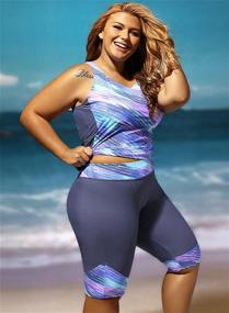 img 2 attached to 👙 Gloria&Sarah Plus Size Tankini Swimsuit: Retro Oceanic Stripes for Women