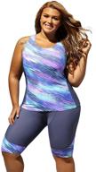 👙 gloria&sarah plus size tankini swimsuit: retro oceanic stripes for women logo